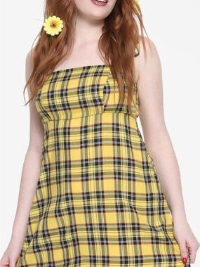 Hot Topic Yellow Plaid Mini Dress